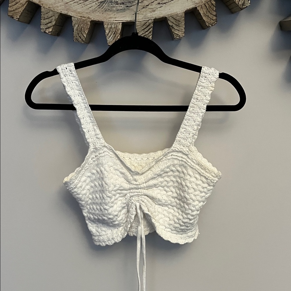 Hollister White Crochet Top